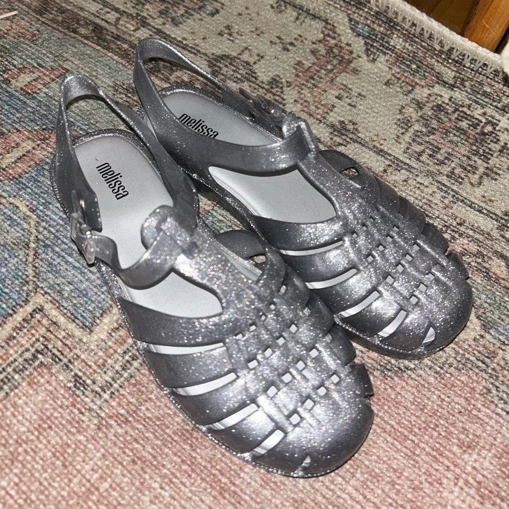 Melissa Silver Glitter Jelly Fisherman Sandals
